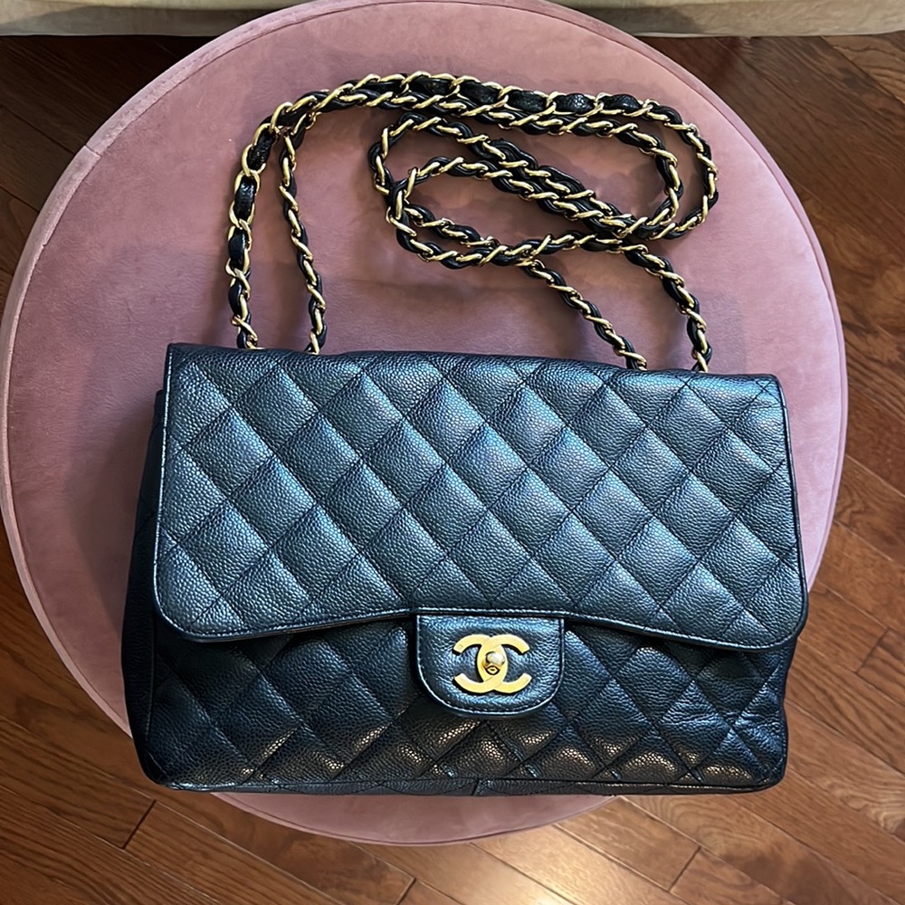 Chanel jumbo black caviar bag